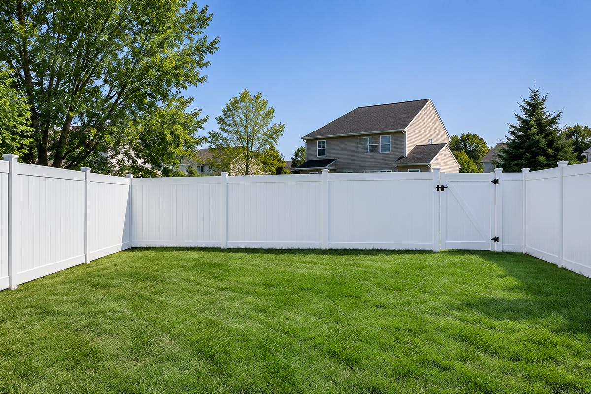 Vinyl fence style in a residential yard